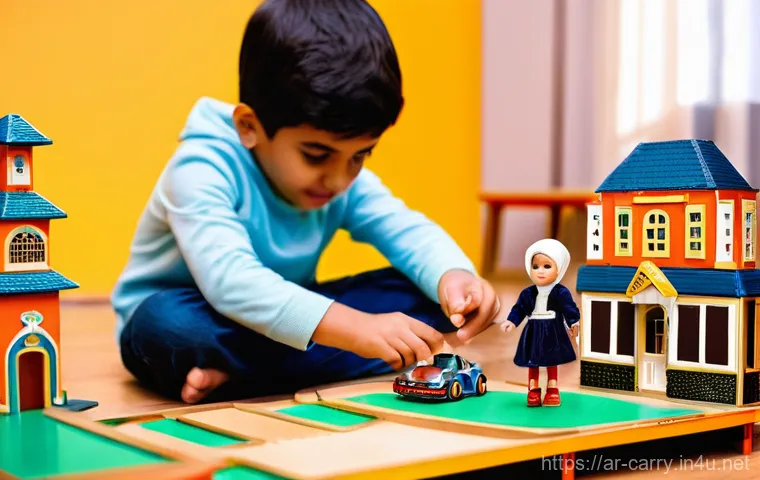 캐리의 인형 놀이 콘텐츠 - **Prompt 2: "Building Worlds Through Collaborative Play"**
    A medium shot capturing a dynamic sce...