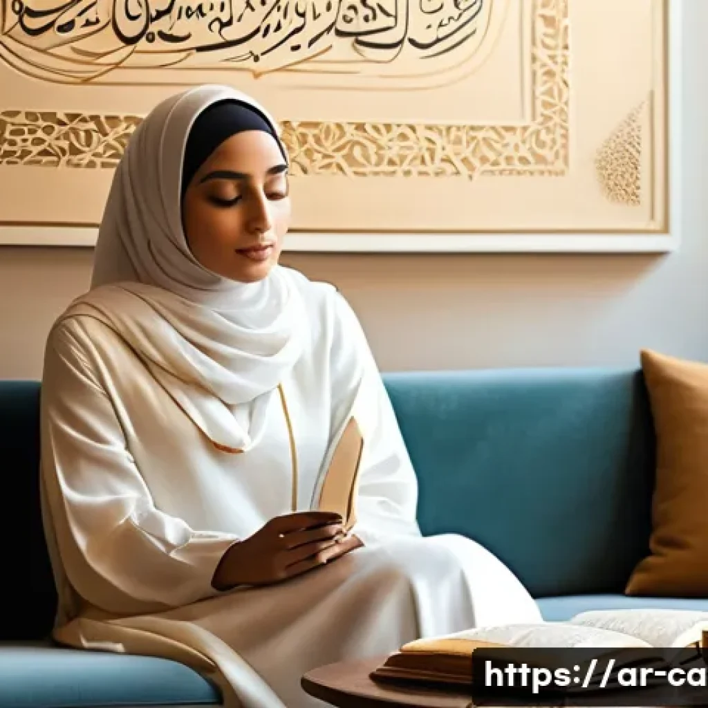 캐리 스토리 전개 - **"A Visionary's Journey"**
A thoughtful young Arab woman, wearing a stylish yet modest long-sle...